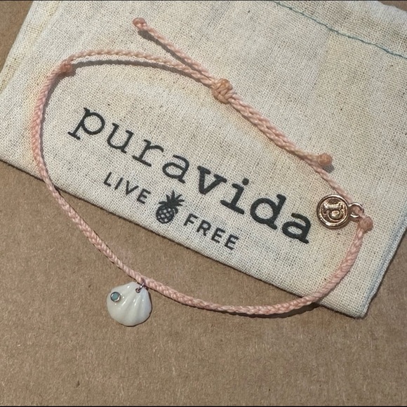 PURA VIDA Peach Mini Braid with Shell Charm Bracelet NEW rare! - Picture 5 of 6